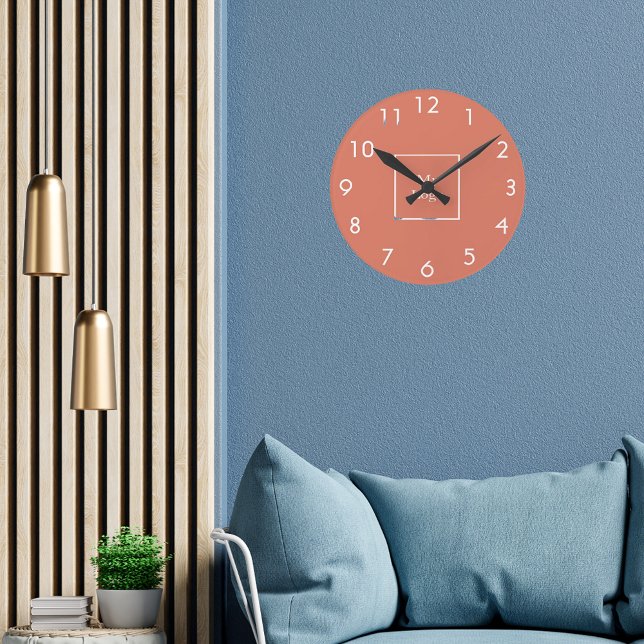 Terracotta white business logo round clock (Creator Uploaded)