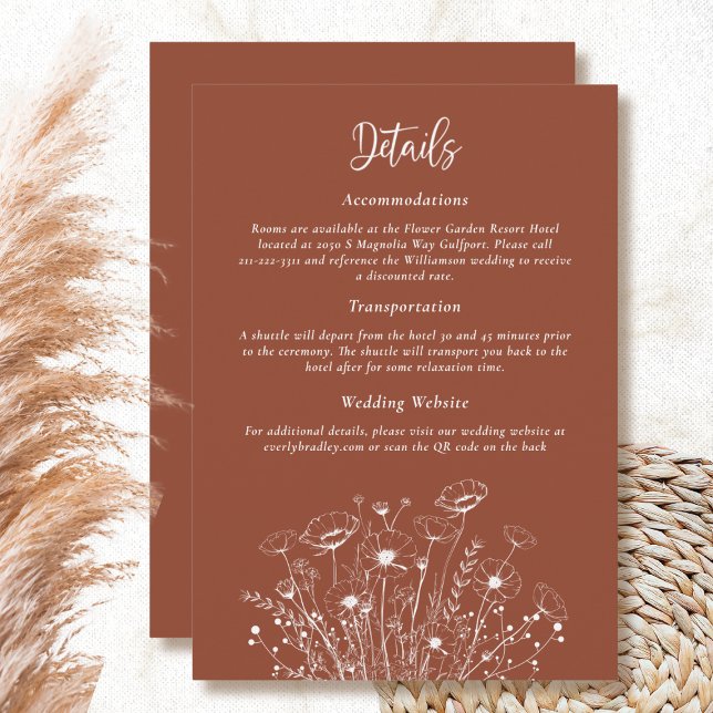 Terracotta White Floral Detail Enclosure Card (Creator Uploaded)