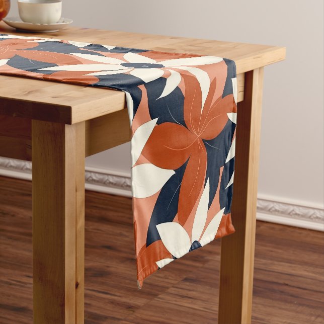 Terracotta White Floral Elegant Long Table Runner (In Situ)