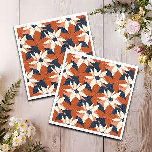 Terracotta White Floral Elegant Napkin