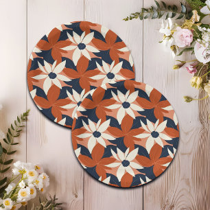 Terracotta White Floral Elegant Paper Plate