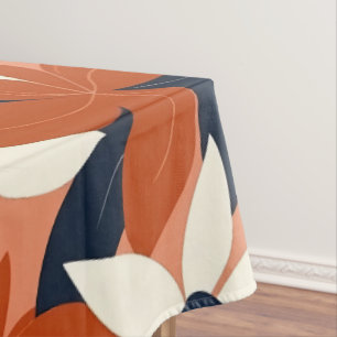 Terracotta White Floral Elegant Tablecloth