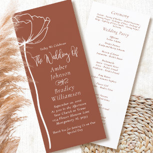 Terracotta White Floral Modern Autumn Wedding Program