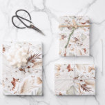 Terracotta White Flowers Botanical Boho Elegant Wrapping Paper Sheet<br><div class="desc">Terracotta and white flowers pattern wrapping papers</div>