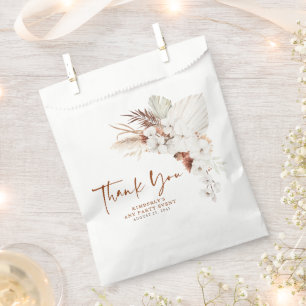 Terracotta White Ivory Flowers Boho Thank You Favour Bag