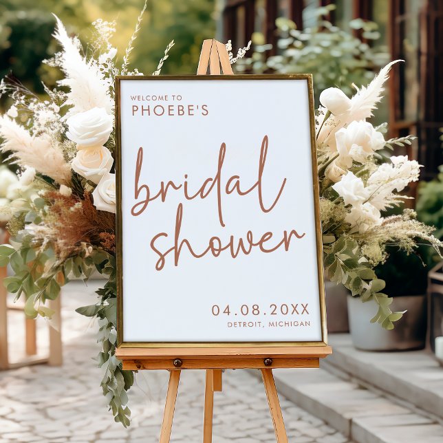 Terracotta & White Minimal Bridal Shower Welcome Poster (Creator Uploaded)