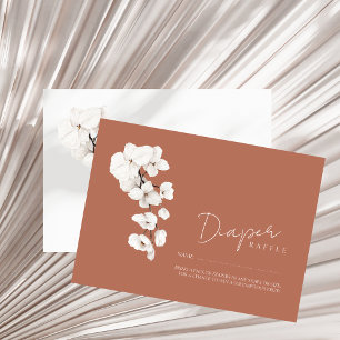 Terracotta White Orchid Baby Shower Diaper Raffle Enclosure Card