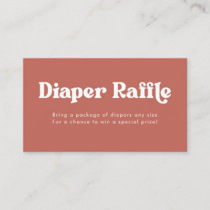 Terracotta & White Retro Type Diaper Raffle Enclosure Card