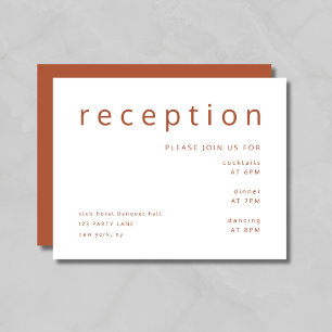 Terracotta & White Typography Wedding Reception Enclosure Card