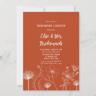 Terracotta White Wildflowers Bridesmaids Luncheon Invitation