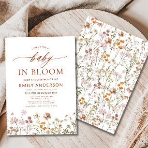 Terracotta Wildflower Baby in Bloom Baby Shower Invitation
