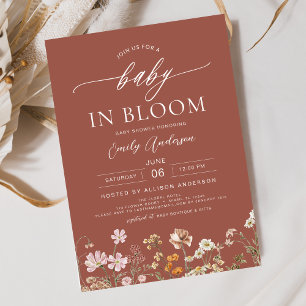 Terracotta Wildflower Baby in Bloom Baby Shower Invitation