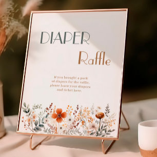 Terracotta Wildflower Baby Shower Diaper Raffle Poster