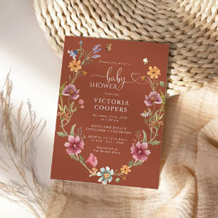 Terracotta Wildflower Baby Shower Invitation