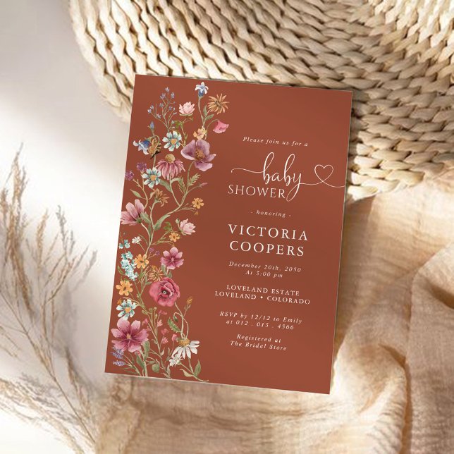 Terracotta Wildflower Baby Shower Invitation (Creator Uploaded)