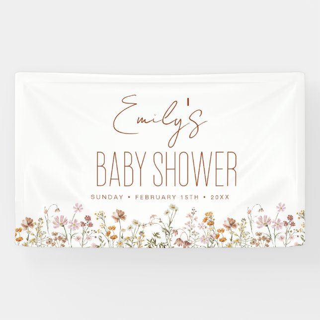 Terracotta Wildflower Boho Baby Shower Banner (Horizontal)