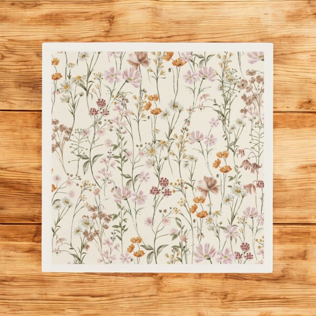 Terracotta Wildflower Boho Baby Shower In Bloom Napkin (Creator Uploaded)