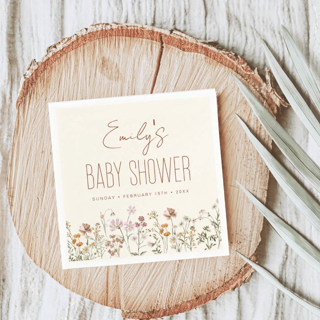 Terracotta Wildflower Boho Baby Shower In Bloom Napkin (Creator Uploaded)