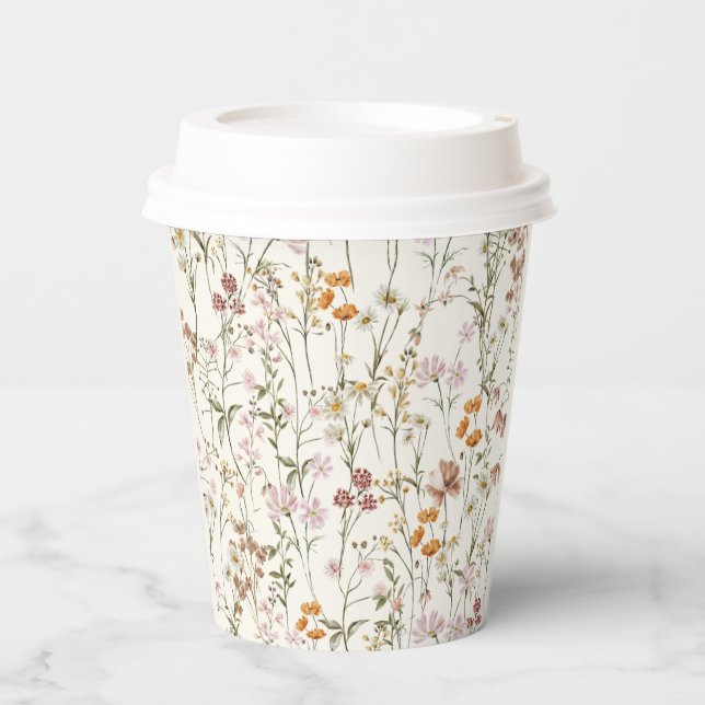 Terracotta Wildflower Boho Baby Shower In Bloom Paper Cups (Front)