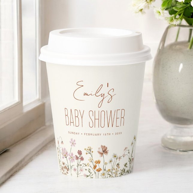 Terracotta Wildflower Boho Baby Shower In Bloom Paper Cups (Creator Uploaded)