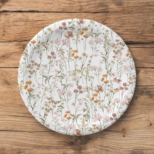 Terracotta Wildflower Boho Baby Shower In Bloom Paper Plate