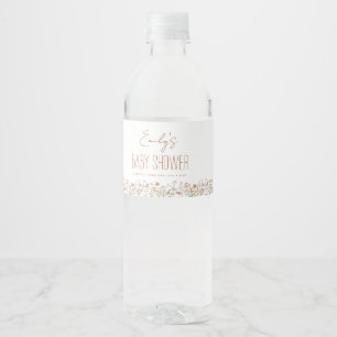 Terracotta Wildflower Boho Baby Shower In Bloom Water Bottle Label