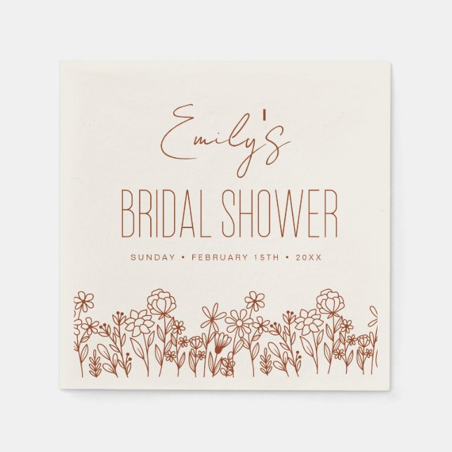 Terracotta Wildflower Boho Bridal Shower Floral Napkin (Front)