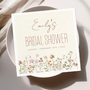 Terracotta Wildflower Boho Bridal Shower In Bloom Napkin