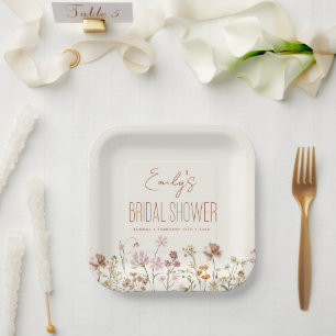 Terracotta Wildflower Boho Bridal Shower In Bloom Paper Plate