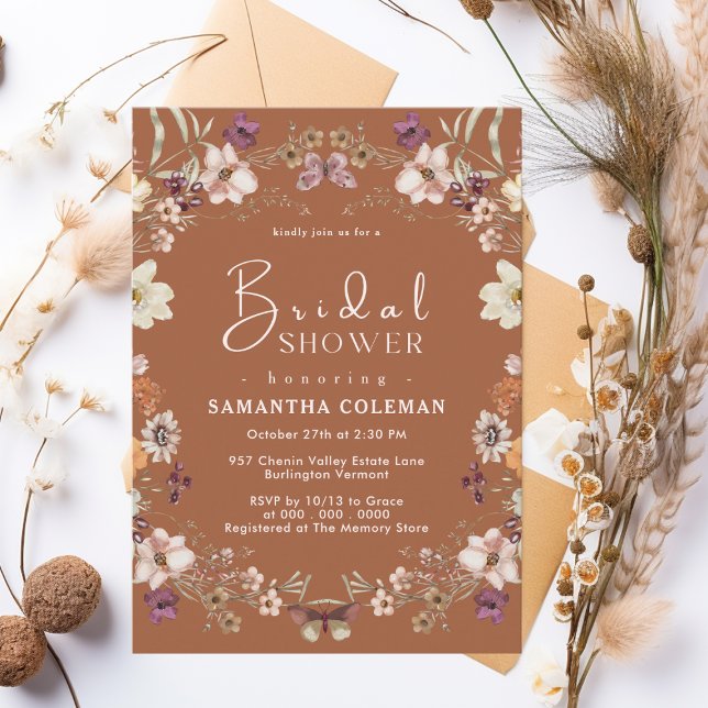 Terracotta Wildflower Boho Pastel Bridal Shower Invitation (Creator Uploaded)