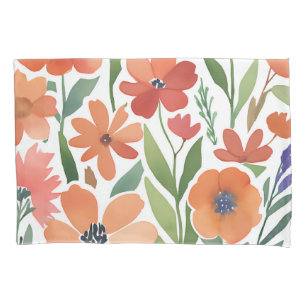 Terracotta Wildflower Boho Rustic Bedroom Decor Pillowcase