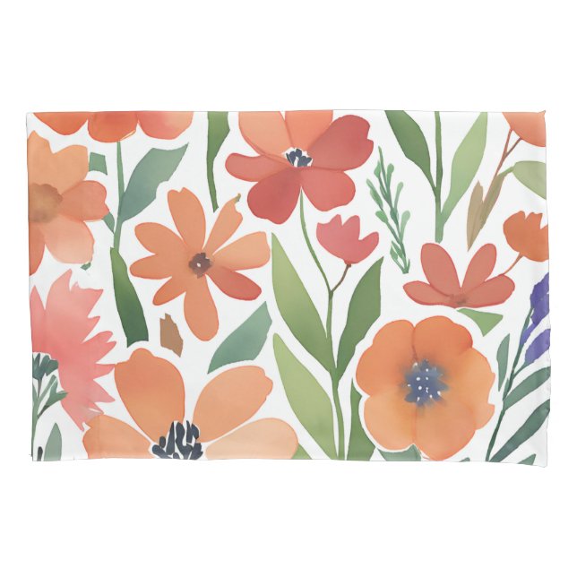 Terracotta Wildflower Boho Rustic Bedroom Decor  Pillowcase (Front)