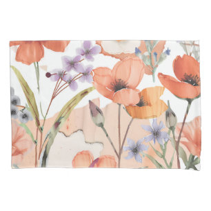 Terracotta Wildflower Boho Rustic Bedroom Decor  Pillowcase