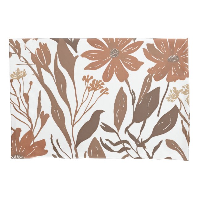 Terracotta Wildflower Boho Rustic Bedroom Decor  Pillowcase (Front)