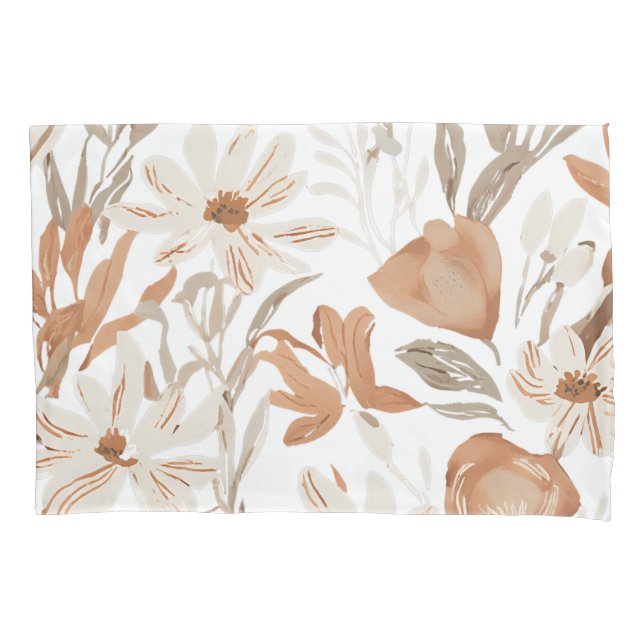 Terracotta Wildflower Boho Rustic Bedroom Decor  Pillowcase (Front)
