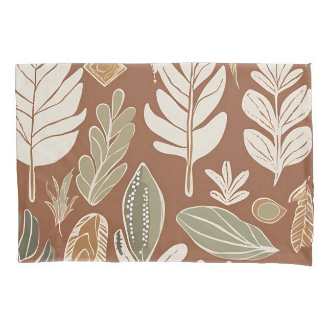 Terracotta Wildflower Boho Rustic Eclectic Style Pillowcase (Front)