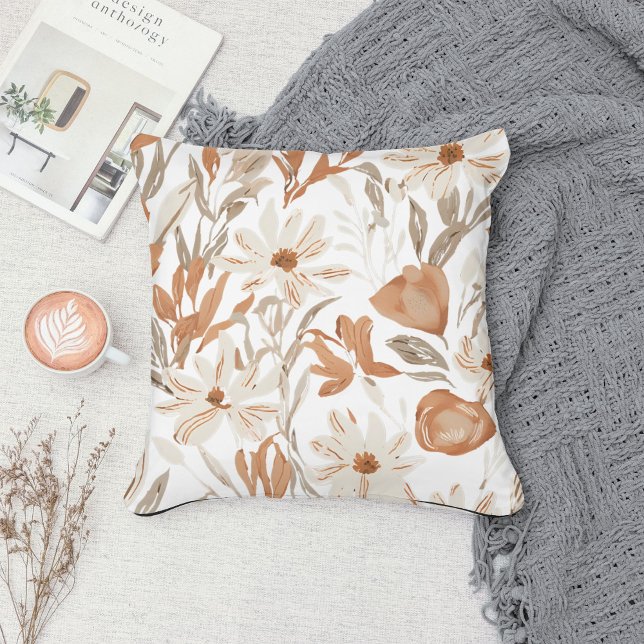 Terracotta Wildflower Boho Rustic Spring Accent Cushion (Creator Uploaded)