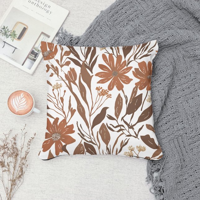 Terracotta Wildflower Boho Rustic Spring Accent Cushion (Creator Uploaded)