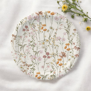 Terracotta Wildflower Boho Wedding In Bloom Garden Paper Plate