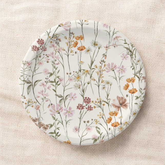 Terracotta Wildflower Boho Wedding In Bloom Garden Paper Plate (Creator Uploaded)