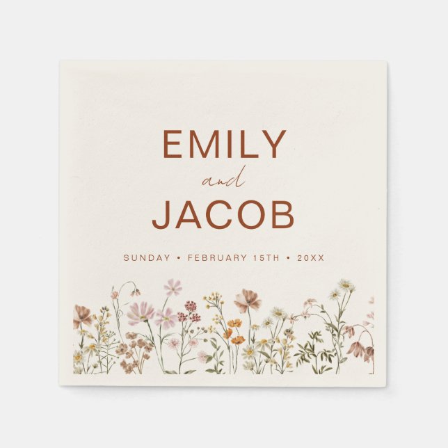 Terracotta Wildflower Boho Wedding In Bloom  Napkin (Front)