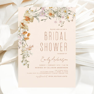 Terracotta Wildflower Bridal Shower Boho Elegant Invitation