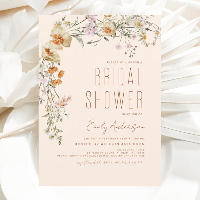 Terracotta Wildflower Bridal Shower Boho Elegant Invitation (Creator Uploaded)