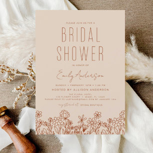 Terracotta Wildflower Bridal Shower Elegant Invitation