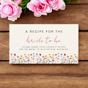 Terracotta Wildflower Bridal Shower Recipe Share Enclosure Card