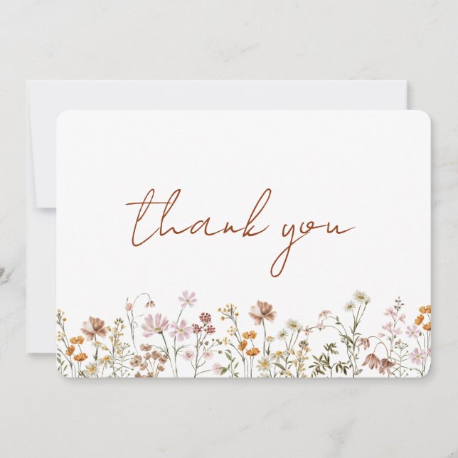  Terracotta Wildflower Bridal Shower Thank You Card (Front)