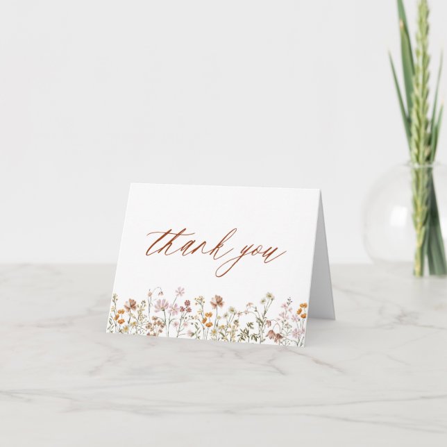  Terracotta Wildflower Bridal Shower Thank You Card (Front)