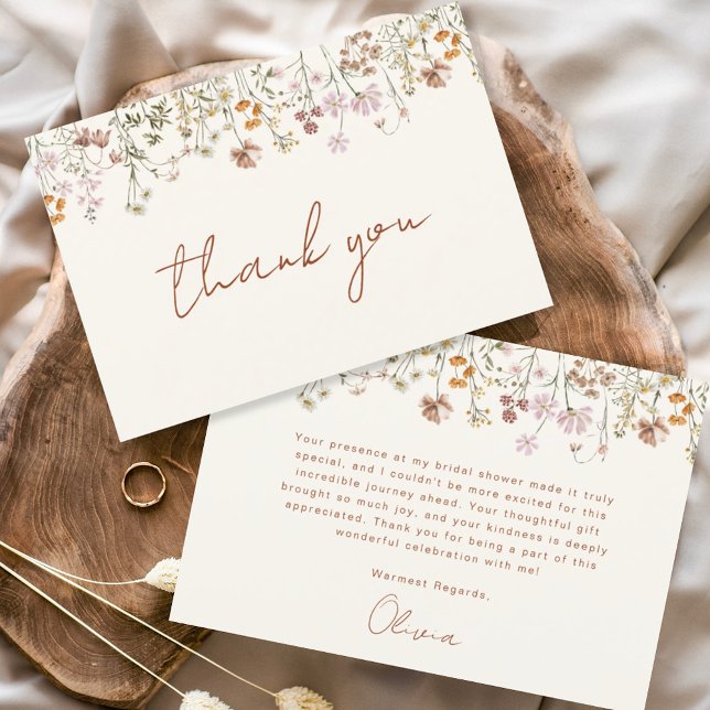  Terracotta Wildflower Bridal Shower Thank You Card (Creator Uploaded)