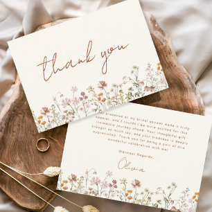Terracotta Wildflower Bridal Shower Thank You Card