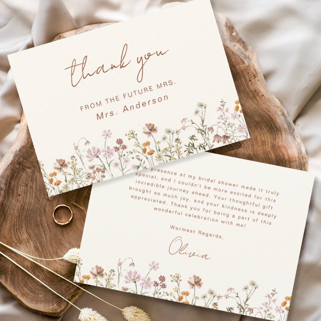  Terracotta Wildflower Bridal Shower Thank You Card (Creator Uploaded)